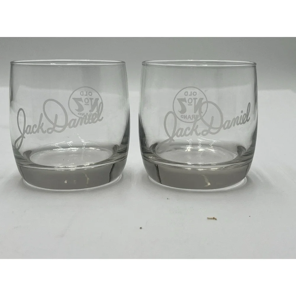 Jack Daniel's Old No. 7 Whiskey Rocks Glasses Lowball Tumblers Set of 2